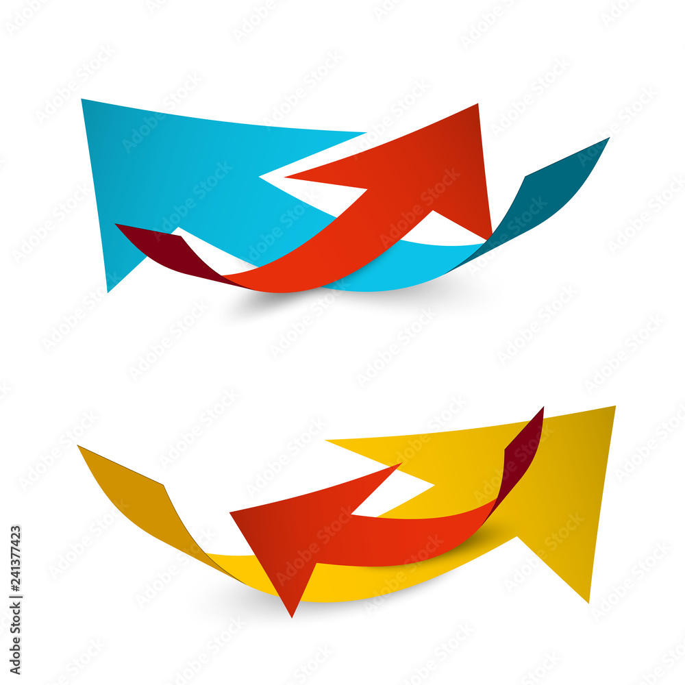 Poster paper arrows isolated on white background. vector up and down arrow symbol.