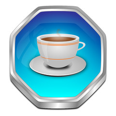 Button with a Cup of Coffee - 3D illustration