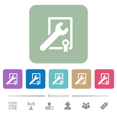 Award winning services flat icons on color rounded square backgrounds