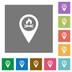 Camp GPS map location square flat icons