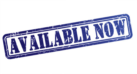 available now rubber stamp concept illustration