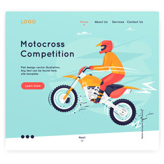 Fototapeta na wymiar Website Template. Motocross, sport. Flat design vector illustration