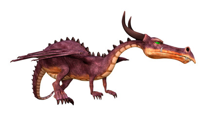 3D Rendering Fairy Tale Dragon on White