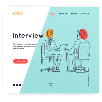 Landing page. Website Template. Teamwork, about us. Business workflow management. Office life, programmer. Data analysis. Brainstorming, meeting. Thin line. Flat design vector illustration