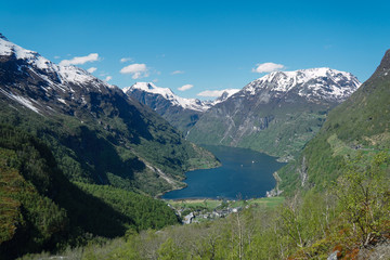 Fototapeta na wymiar Beautiful Nature Norway natural landscape. Geiranger fjord