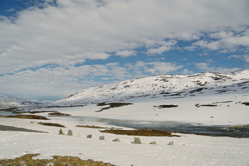 Winter landscape in the Norwegian mountains. Beauty of winter