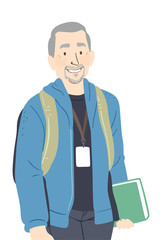 Senior Man School Illustration