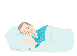 Senior Man Sleep Illustration