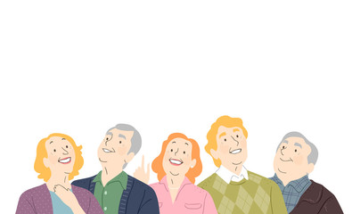 Seniors Look Up Illustration