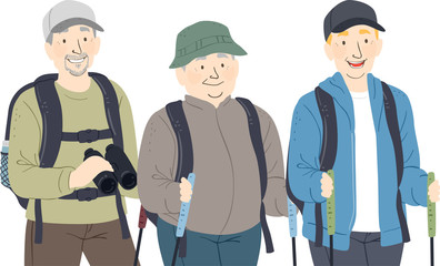 Seniors Man Hike Illustration