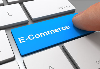 e-commerce push button concept 3d illustration