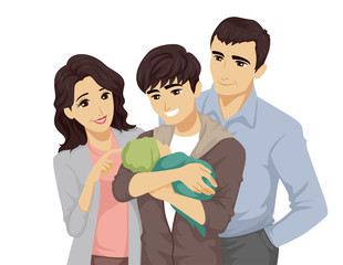 Teen Boy Baby Family Illustration
