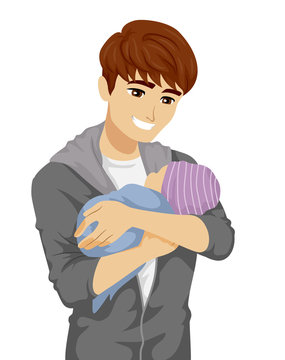 Teen Boy Young Father Baby Illustration