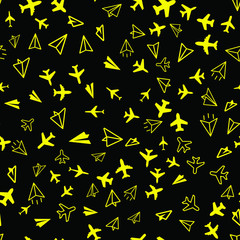 Plane, aircraft travel concept. Seamless vector EPS 10 pattern