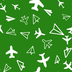 Plane, aircraft travel concept. Seamless vector EPS 10 pattern
