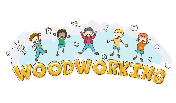 Stickman Kids Woodworking Illustration