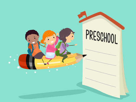 Stickman Kids Pencil Ride Preschool Enroll