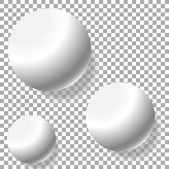 Realistic three white balls isolated on transparent background