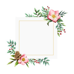 Hellebore flower frame painted by watercolor vector