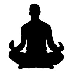 Meditating man Practicing yoga symbol icon black color vector illustration flat style image