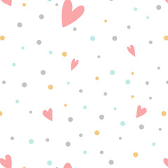 Colorful polka dots with hearts vector © Rawpixel.com