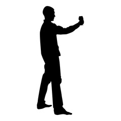 Man holds in long hand glass of wine about to make toast Holiday concept icon black color vector illustration flat style image