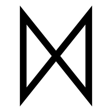 Dagaz rune dawn day symbol icon black color vector illustration flat style image