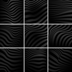 Set of black abstract background vectors