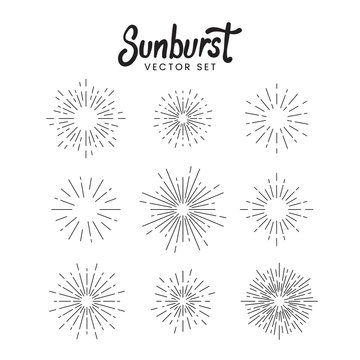 Sunburst vector set on white