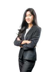 Attractive asian businesswoman with crossed arms