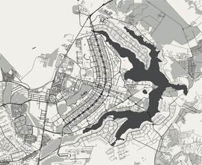 map of the city of Brasilia, capital of Brazil