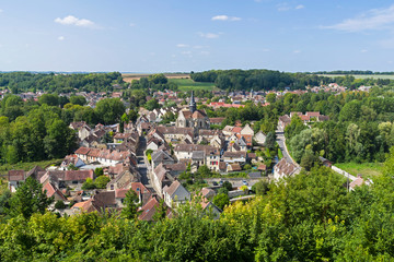 Aerial view of the village  of Mello, France.
