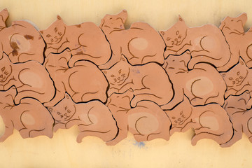  Artistic ceramic cats for sale in Ravello. A small charming town on the Amalfi Coast is known for its hand-painted artistic cermic. Campania. Italy