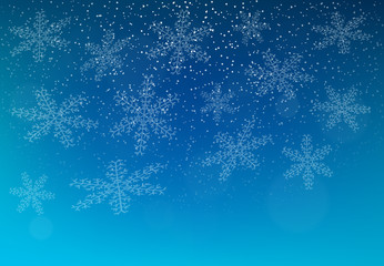 Winter background with falling snow and snowflakes