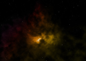 Star field in space and a nebulae. 3D rendering