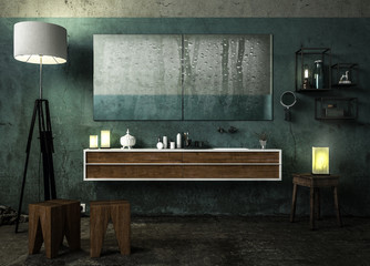 Antikes Badezimmer mit Holzm&ouml;beln