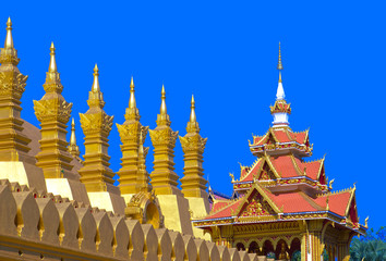 laos,ventiane ,pha that luang : great stupa and pagoda