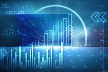 2d rendering Stock market online business concept. business Graph 