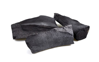 pile black coal isolated on white background