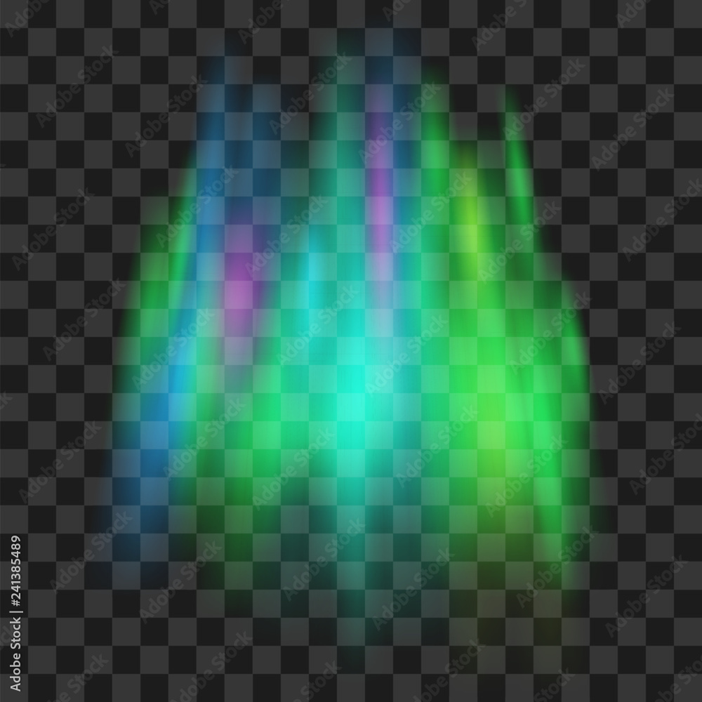 Wall mural northern lights. aurora borealis on transparent background. vector illustration