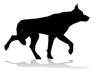 A detailed animal silhouette of a pet dog