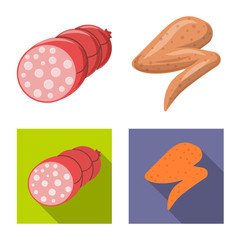 Isolated object of meat and ham icon. Collection of meat and cooking vector icon for stock.