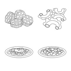 Vector illustration of pasta and carbohydrate icon. Collection of pasta and macaroni stock symbol for web.