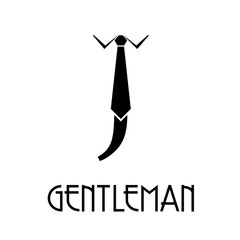 Logotipo con texto GENTLEMAN con letra J con corbata en color negro