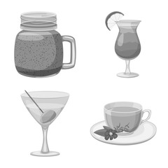 Vector design of drink and bar icon. Set of drink and party stock vector illustration.