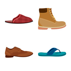 Vector design of shoe and footwear sign. Set of shoe and foot vector icon for stock.