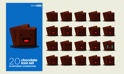 Cube of Chocolate Bar Vector Illustration In Different Expressions