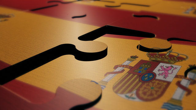 Spain puzzle flag 3d render
