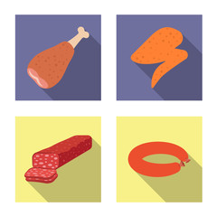Vector design of meat and ham sign. Collection of meat and cooking stock vector illustration.