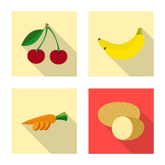 Isolated object of vegetable and fruit logo. Set of vegetable and vegetarian stock vector illustration.